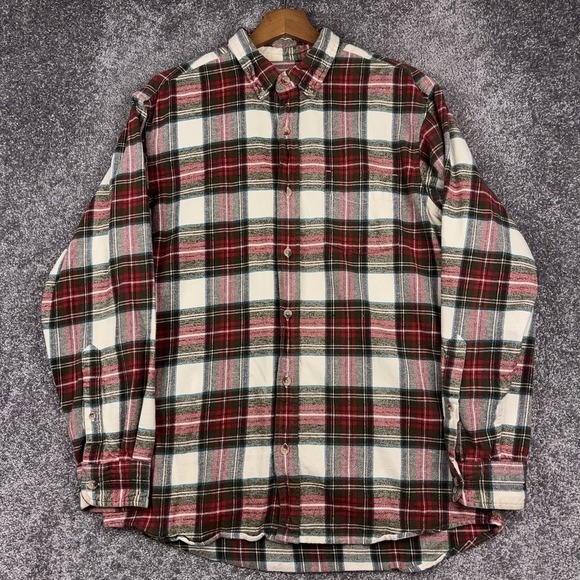 Red Head Button Flannel Shirt Men's Large Red Plaid Country Western Outdoor - Picture 1 of 10